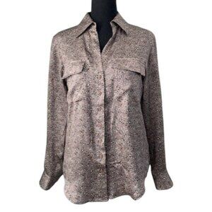 GOLD HAWK 100% Silk Printed Two Pocket Blouse Shirt Small